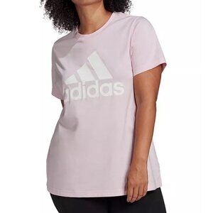 Adidas Women’s Essentials Logo Cotton T-Shirt Pink Short Sleeve Tee New